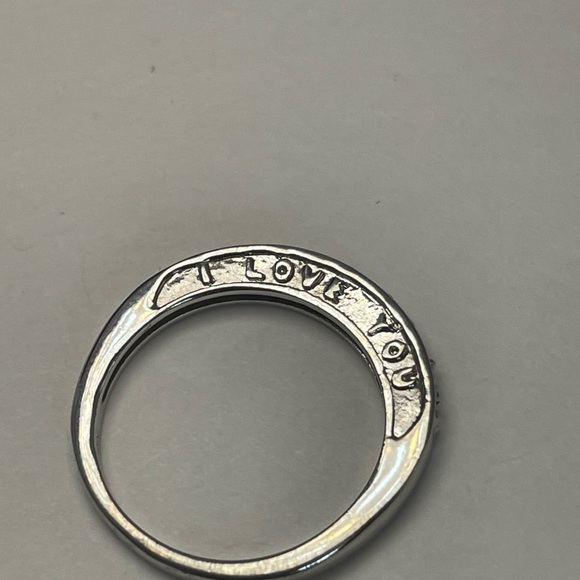 Sterling silver “I love you“ cubic zirconia band ring. Size 7 - Picture 7 of 9